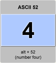 the ascii code 52 - number four 