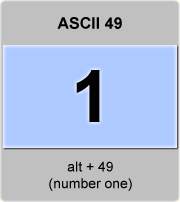the ascii code 49 - number one 