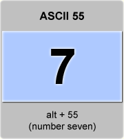the ascii code 55 - number seven 