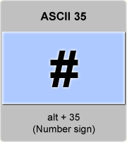 the ascii code 35 - Number sign 