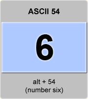 the ascii code 54 - number six 