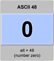 the ascii code 48 - number zero 