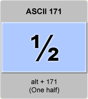 the ascii code 171 - One half 