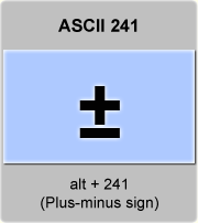 the ascii code 241 - Plus-minus sign 