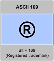 the ascii code 169 - Registered trademark symbol 