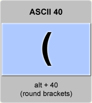 Ascii Code Round Brackets Or Parentheses Opening Round Bracket American Standard Code For Information Interchange The Complete Ascii Table Characters Letters Vowels With Accents Consonants Signs Symbols Numbers Round Brackets Parentheses