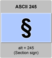 the ascii code 245 - Section sign 