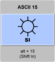 the ascii code 15 - Shift In 