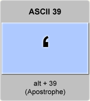 the ascii code 39 - Single quote or Apostrophe 