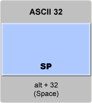the ascii code 32 - Space 
