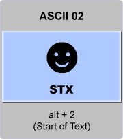 the ascii code 2 - Start of Text 