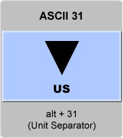 the ascii code 31 - Unit separator 
